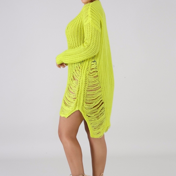 NEW  DISTRESSED SWEATER DRESS - Picture 3 of 4